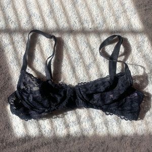 Savage x Fenty Floral Lace Unlined Black Bra 32A